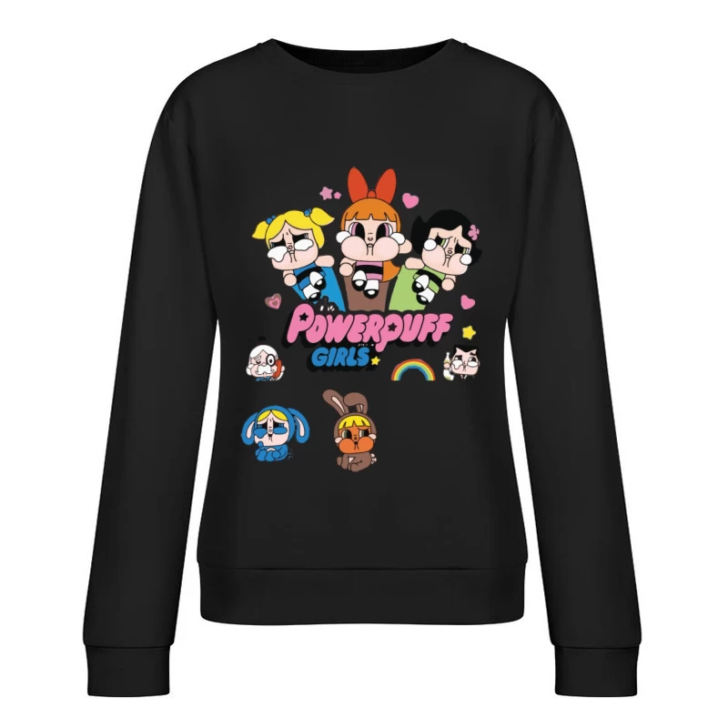 Kawaii Powerpuff Mädchen Illustration Damen Pullover Sweatshirt