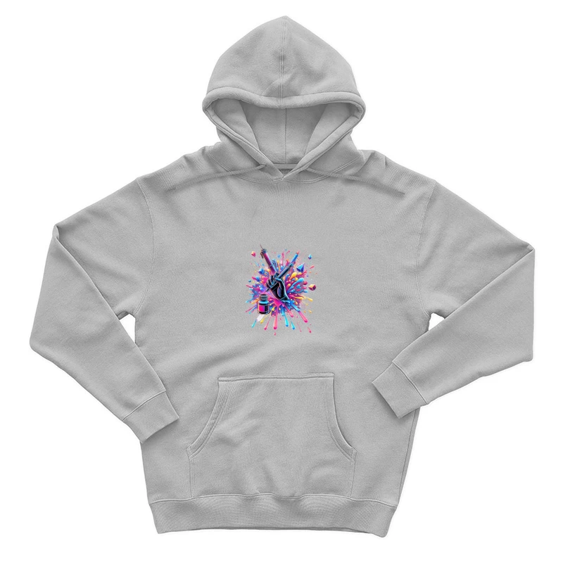 Artistic Medical Syringe with Vibrant Color Explosion Male Pullover Hoodie