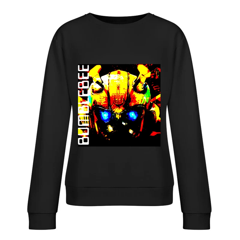 Stylized Bumblebee Autobot Portrait in Vibrant Colors Female Pullover Sweatshirt