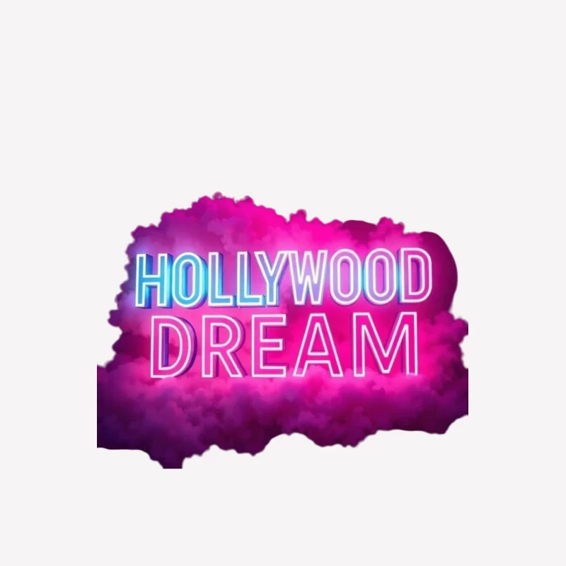 Neon Hollywood Dream Sign with Pink Cloud Background Female T-Shirt