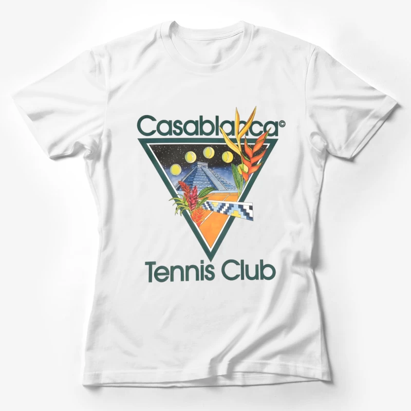 Casablanca Tennis Club Tropical Retro Logo with Mayan Motif Female T-Shirt