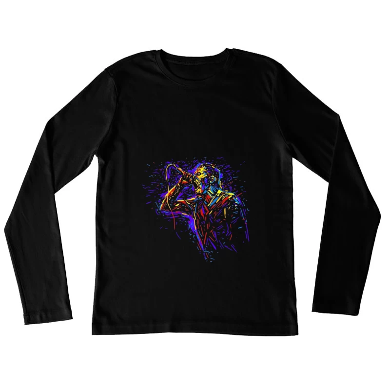 Colorful Abstract Singer Illustration Female Long Sleeve T-Shirt