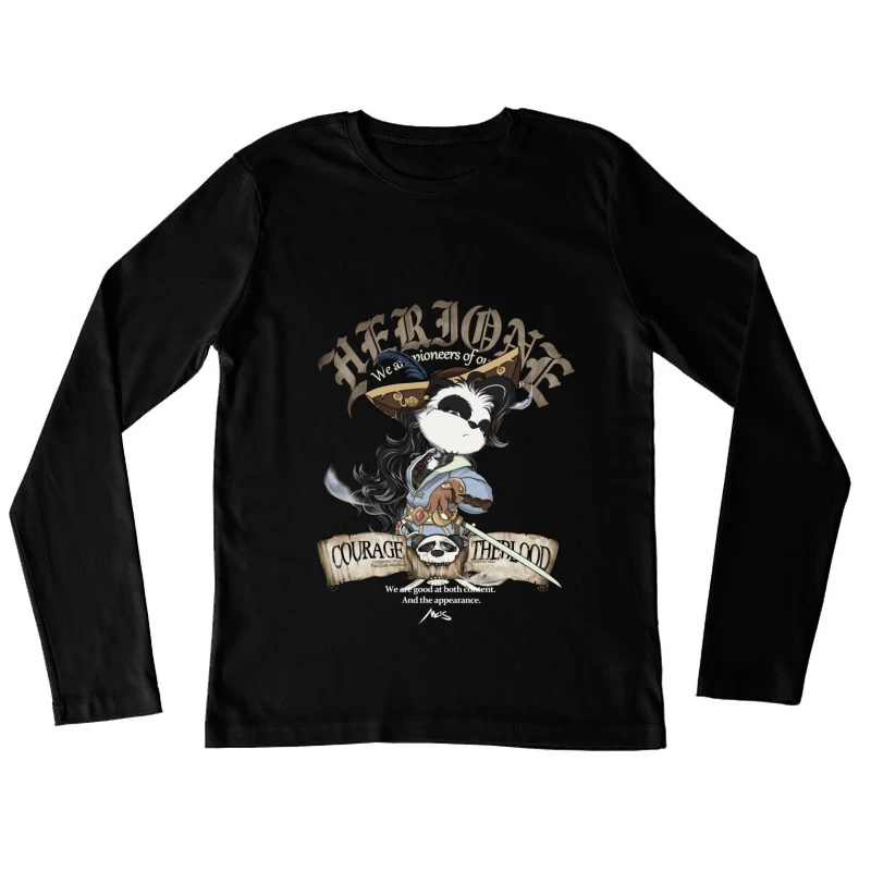 Heldin Katze mit Schwert und Totenkopf Damen Langarm T-Shirt
