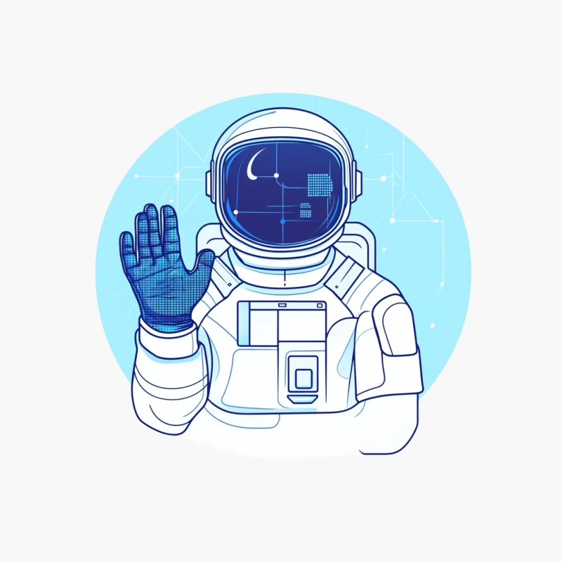 Digital Illustration of Waving Astronaut in Futuristic Space Suit Cotton Tote Bag