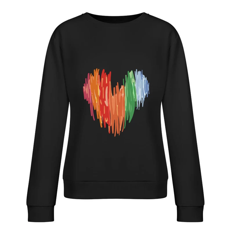 Abstraktes Regenbogen-Herz Damen Pullover Sweatshirt
