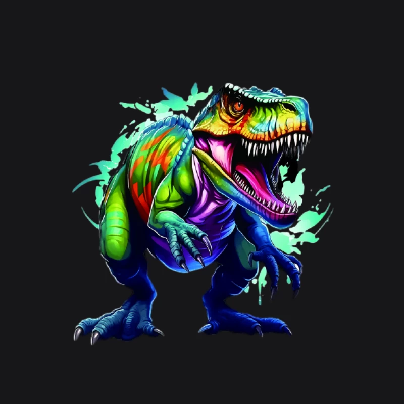 Bunter T-Rex, Dinosaurier-Kunstwerk, Lebendig Damen Pullover Hoodie