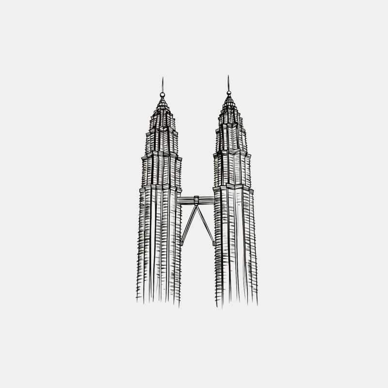 Line Drawing of Iconic Petronas Twin Towers in Kuala Lumpur Male Tank Top