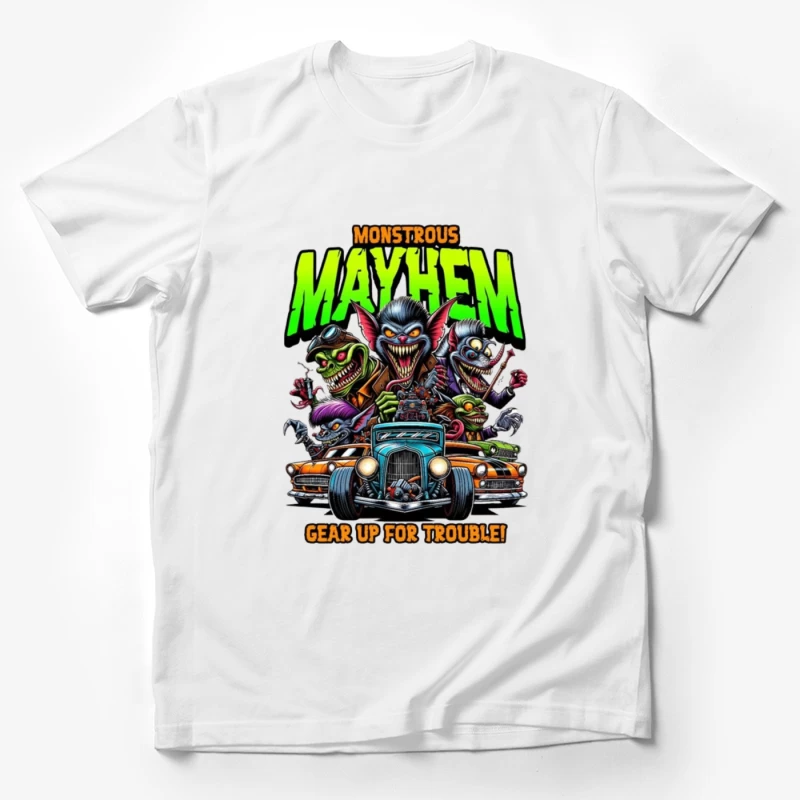 Monstrous Mayhem: Hot Rod Monsters Racing Retro Design Male T-Shirt