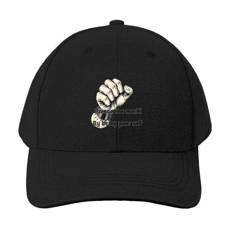 Empowering Motivational Art: Raised Fist with Self-Expression Message Baseball Cap