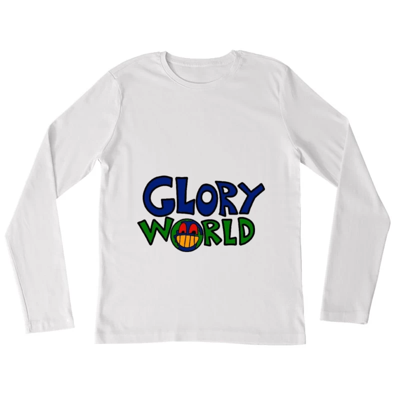 Glory World Logo mit lächelndem Globus Damen Langarm T-Shirt