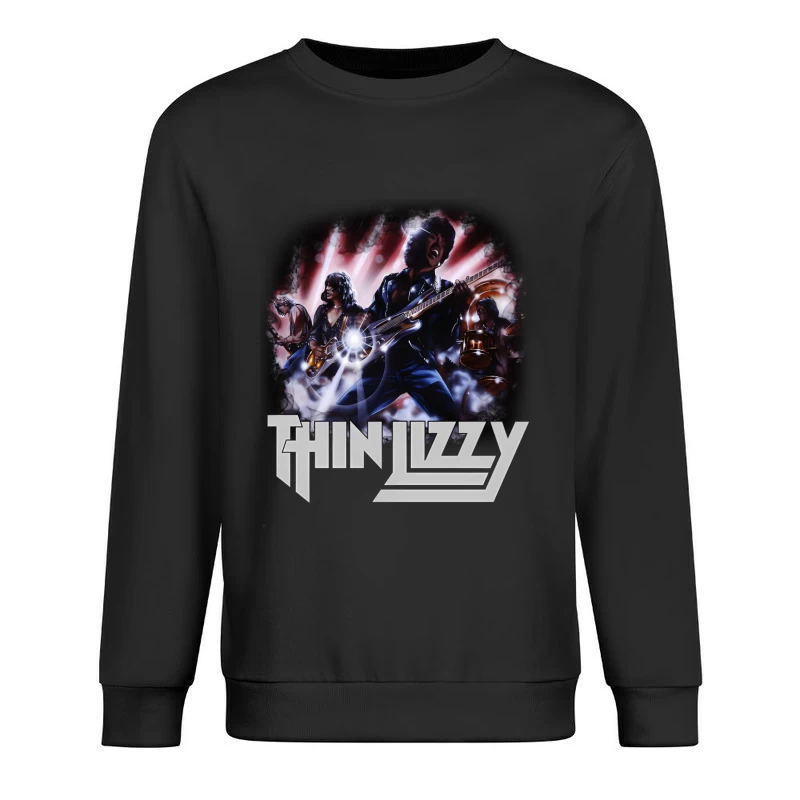 Dramatic Rock Band Performance Illustration Male Pullover Sweatshirt