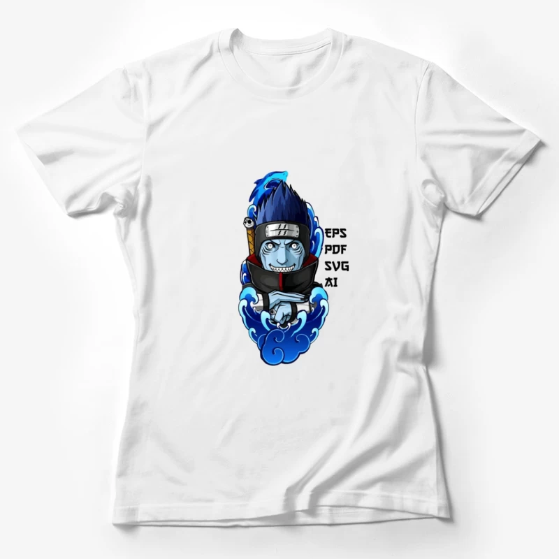 Anime Schwertträger mit blauem Haar Damen T-Shirt