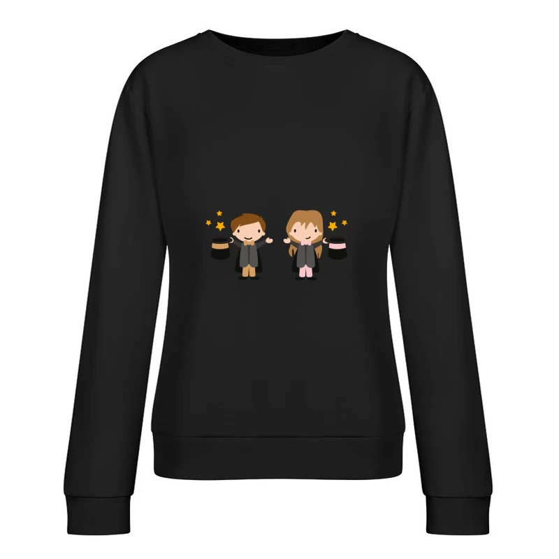 Deux magiciens avec chapeaux magiques Femme Sweat-shirt à enfiler