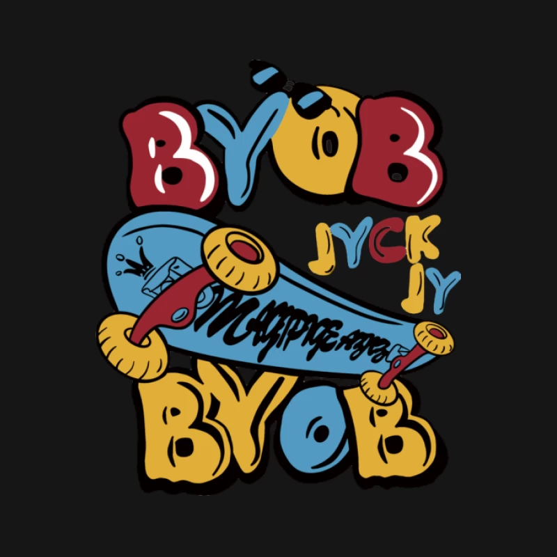 Bunte Skateboard-Kunst mit Graffiti Herren T-Shirt