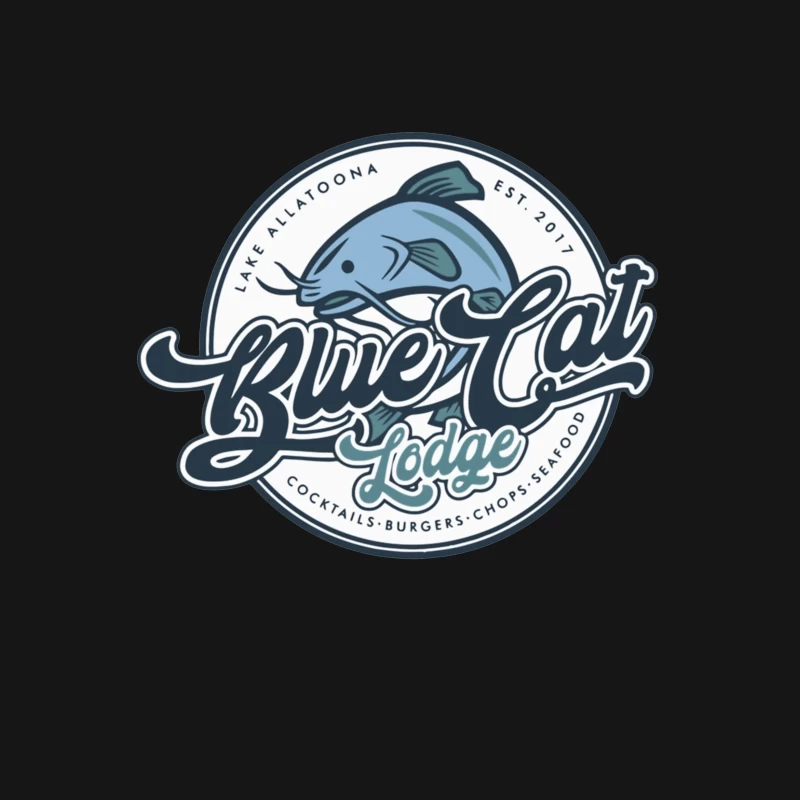 Blue Cat Lodge Restaurant & Bar Vintage Logo Design Male T-Shirt