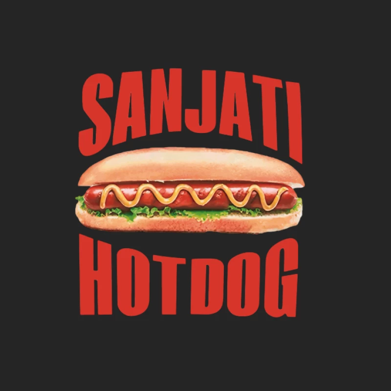 Sanjati Hotdog-Logo mit Wurst und Senf Herren Pullover Sweatshirt
