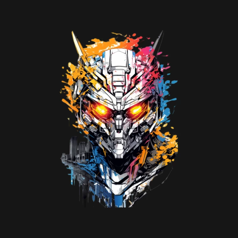 Futuristischer Roboterhelm mit leuchtenden Augen Herren T-Shirt