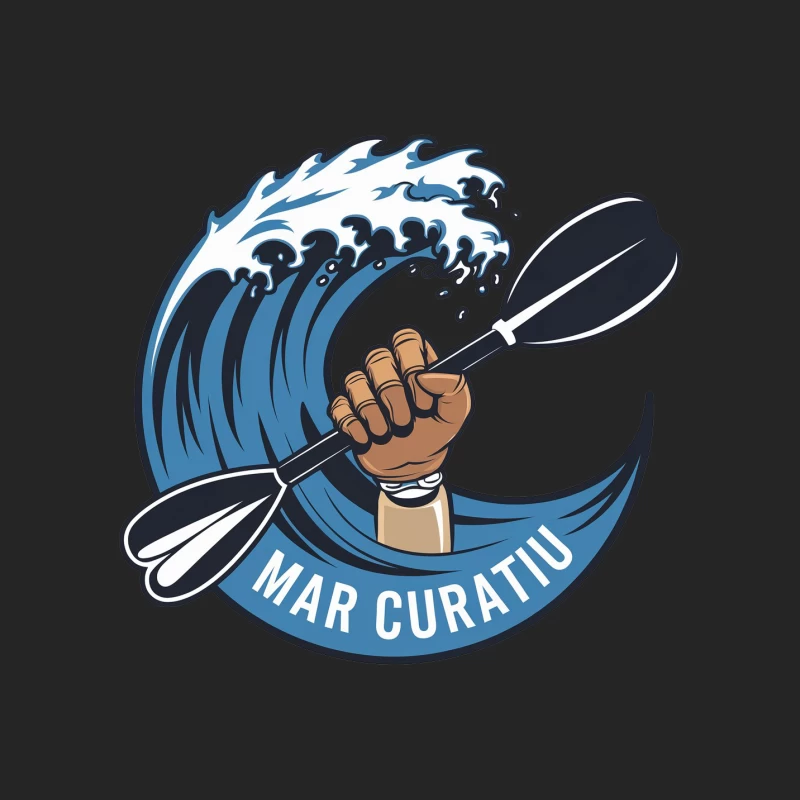 Mar Curativ Ocean Sports Logo with Rising Wave and Paddle Male Pullover Sweatshirt