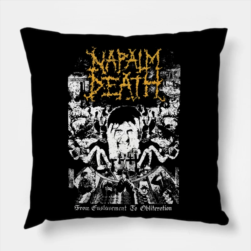 Napalm Death From Enslavement to Obliteration Throw Pillow