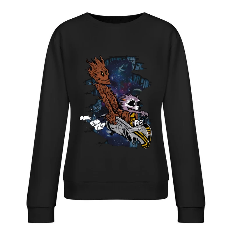 Galactic Warrior and Rebel Pilot in Deep Space Female Pullover Sweatshirt