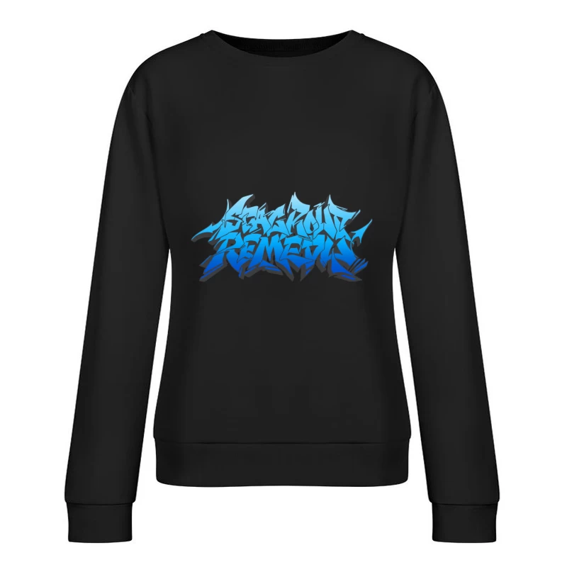 Graffiti-Stil-Design in Blau Damen Pullover Sweatshirt