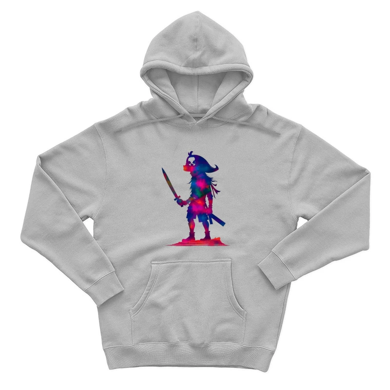 Cosmic Pirate Silhouette with Sword Male Pullover Hoodie