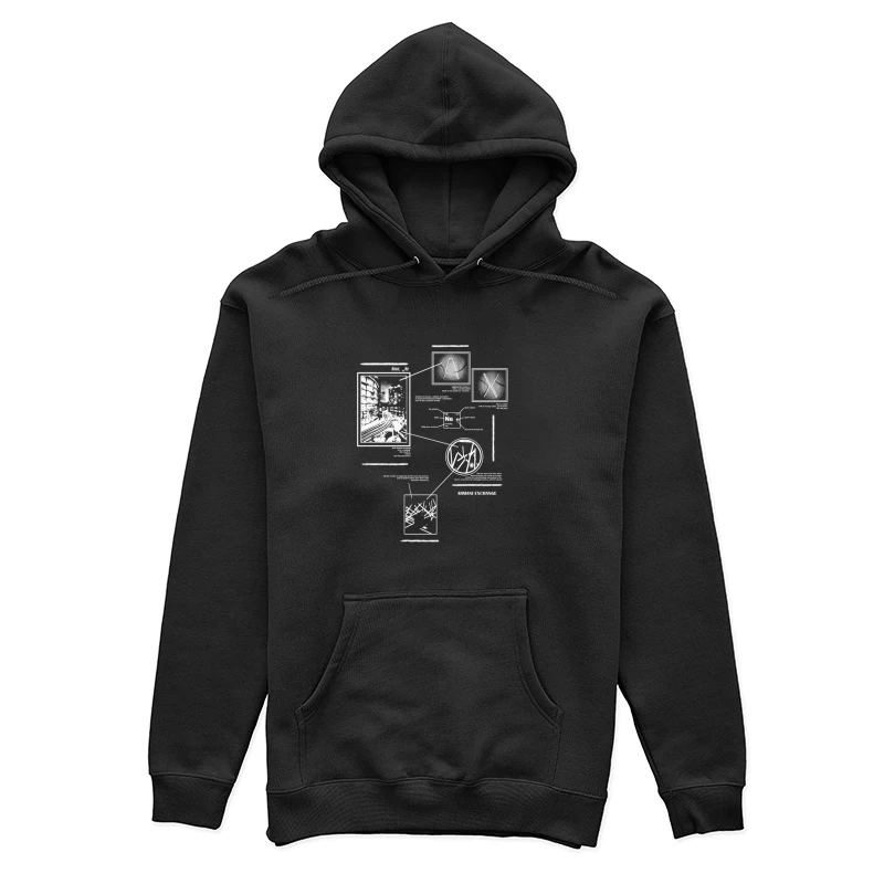 Technisches Diagramm mit Markierungen Damen Pullover Hoodie