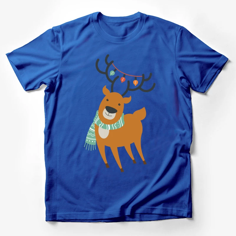 Renne de Noël avec guirlande et écharpe Homme T-Shirt