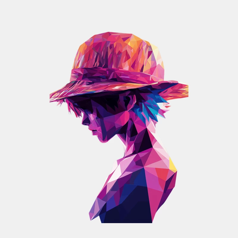 Vibrant Geometric Portrait with Hat in Profile Male Tank Top