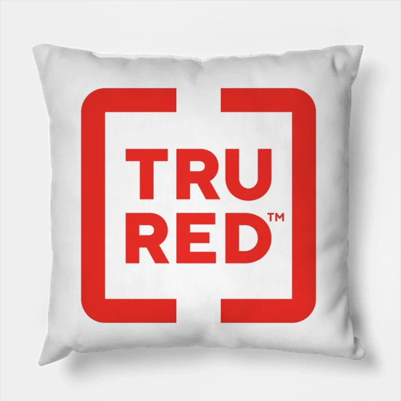 TruRed Minimalist Square Logo Design in Red and White Throw Pillow