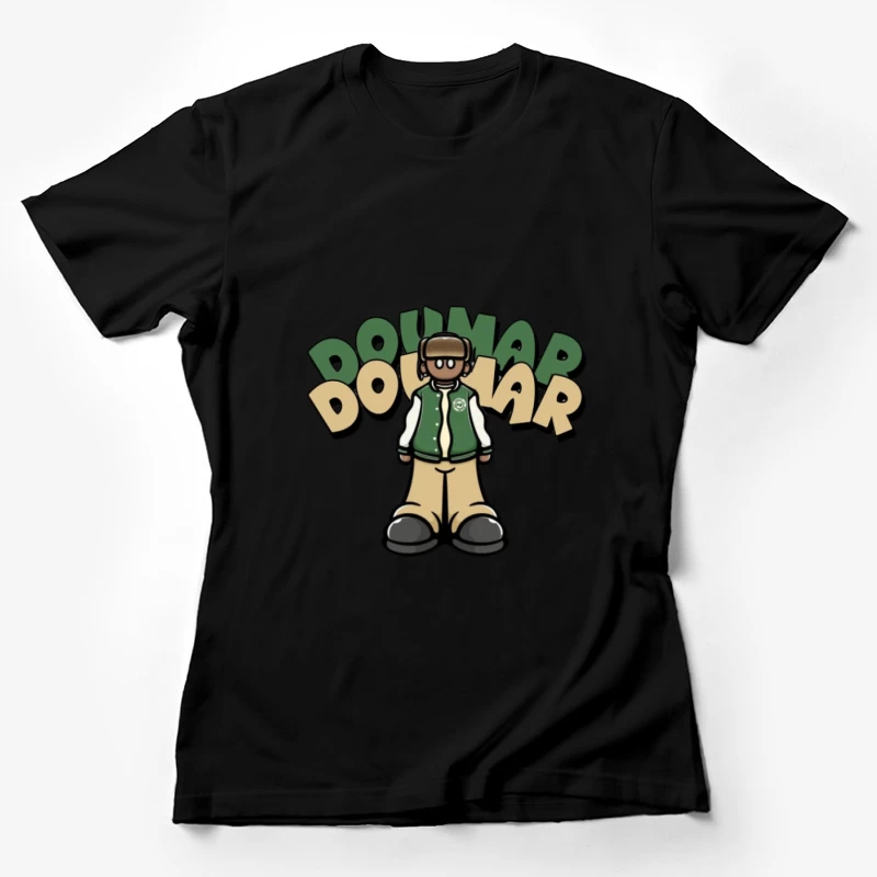 Cartoon-Figur mit Buchstaben-Design Damen T-Shirt
