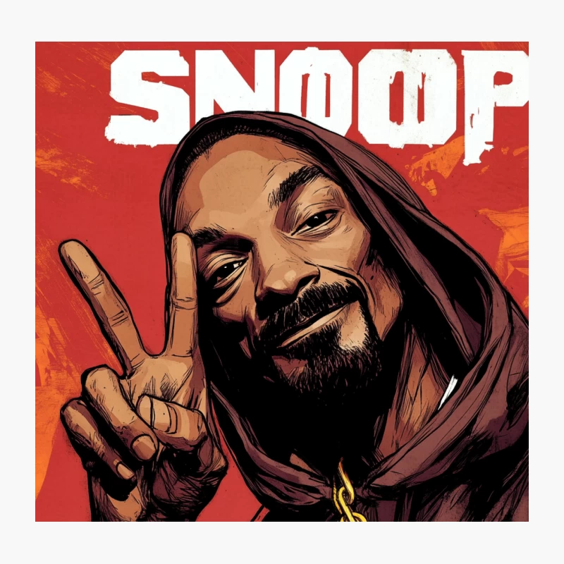 Illustrated Portrait of Hip-Hop Artist Making Peace Sign Throw Pillow