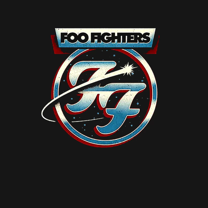 Foo Fighters Classic Circular Band Logo in Red and Blue Male Long Sleeve T-Shirt