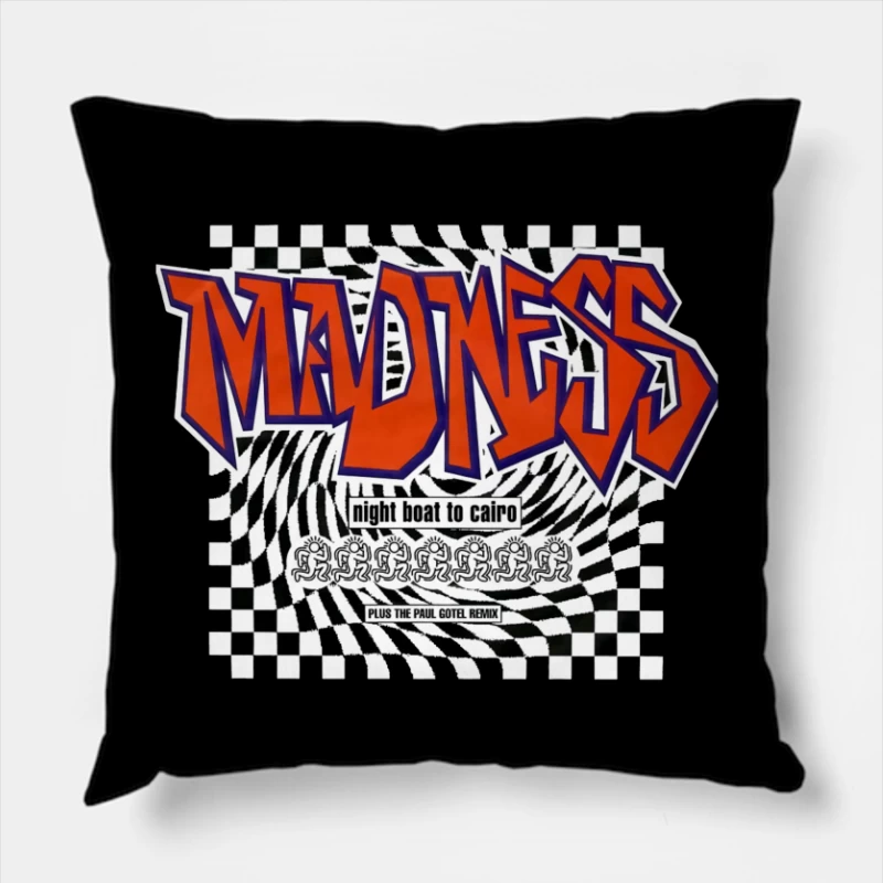 Madness - Night Boat to Cairo Album Cover with Checkerboard Design Throw Pillow