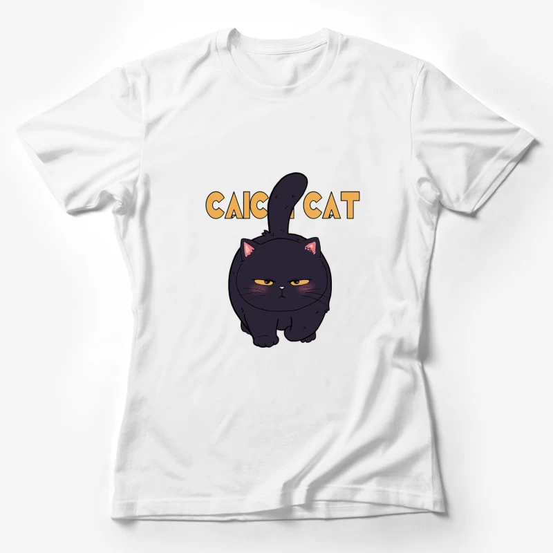 Grummelige schwarze Katze Illustration Damen T-Shirt