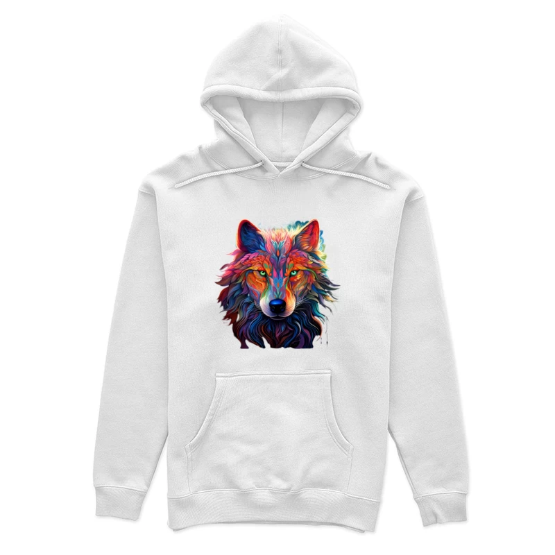 Bunter Wolf im Kunstdesign Damen Pullover Hoodie