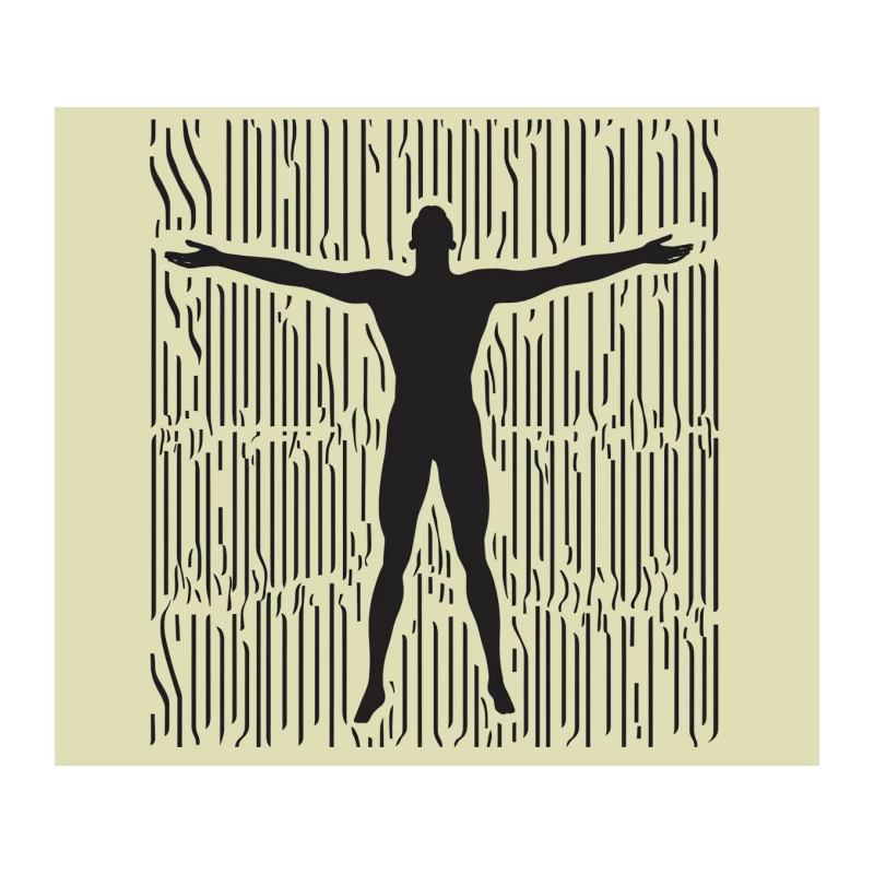 Silhouetted Figure with Outstretched Arms on Abstract Striped Background Tapestry