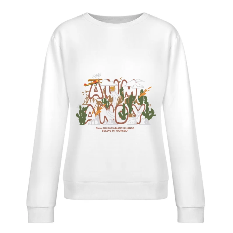 Abenteuer in der Wüste mit Flugzeug Damen Pullover Sweatshirt
