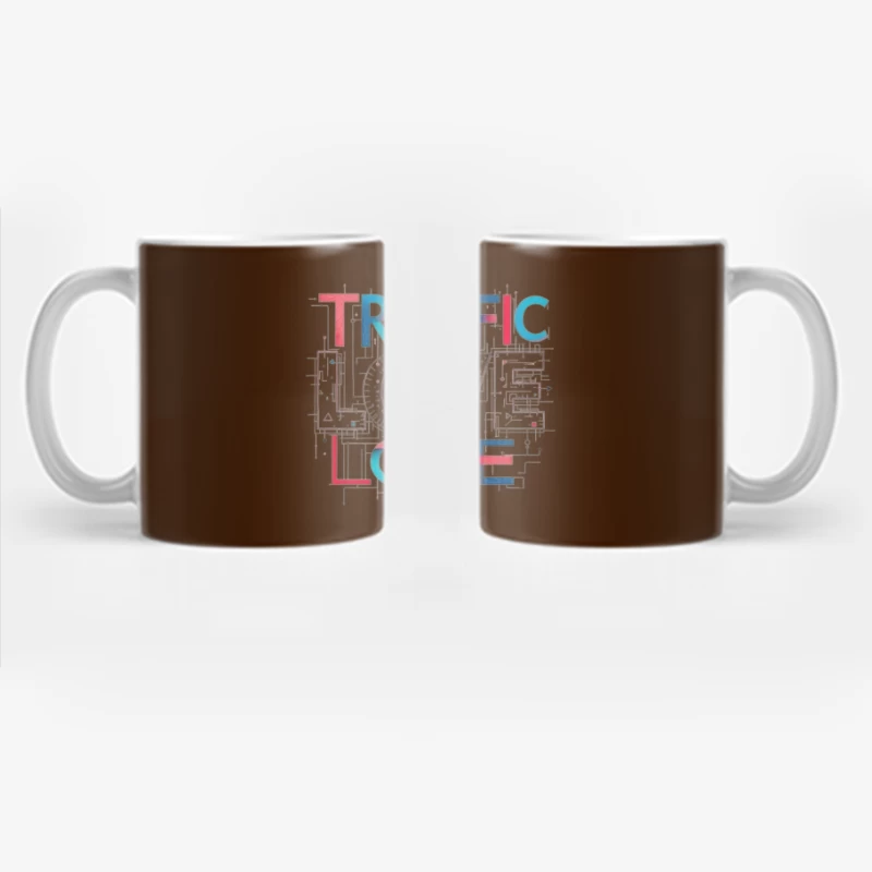 Traffic Love Typography with Technical Design Elements Coffee Mug