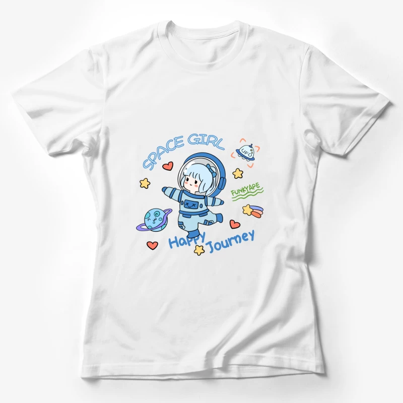 Fröhliche Reise mit dem Weltraummädchen Damen T-Shirt