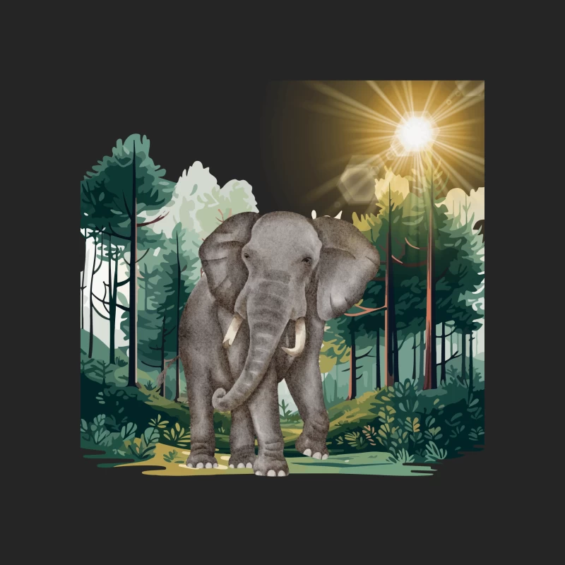 Majestic Elephant Walking in Tropical Forest Male Pullover Sweatshirt