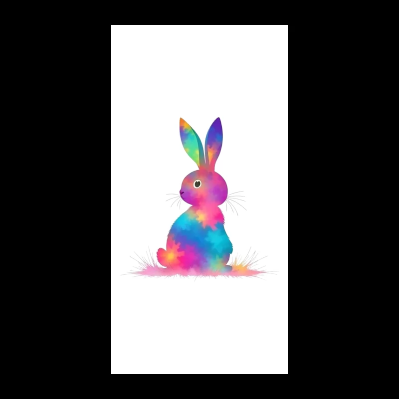 Whimsical Rainbow Watercolor Bunny Illustration iPhone Case