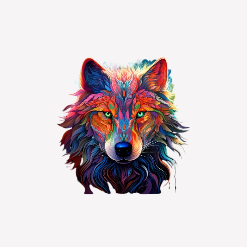 Bunter Wolf im Kunstdesign Damen T-Shirt