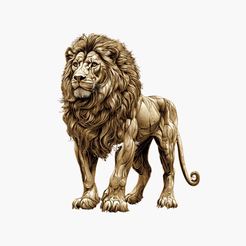 Majestic Artistic Lion Illustration: Detailed Wildlife Portrayal Cotton Tote Bag