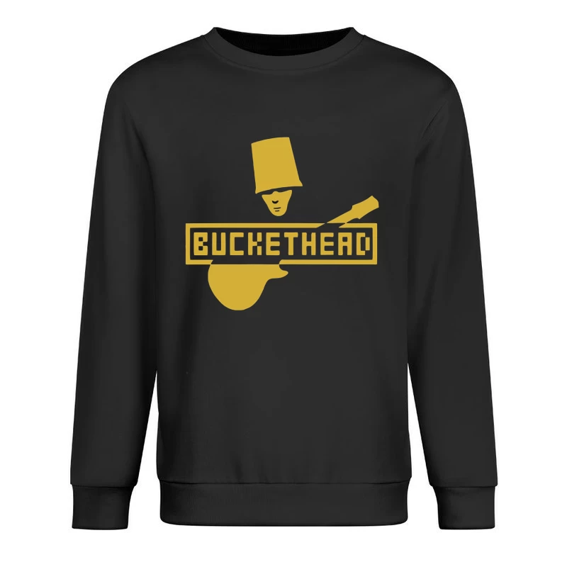 Gold Buckethead Guitar Player Logo Design Male Pullover Sweatshirt