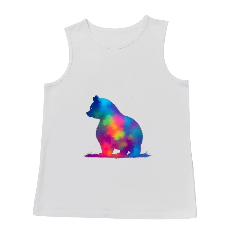 Rainbow Watercolor Bear Silhouette Art Male Tank Top