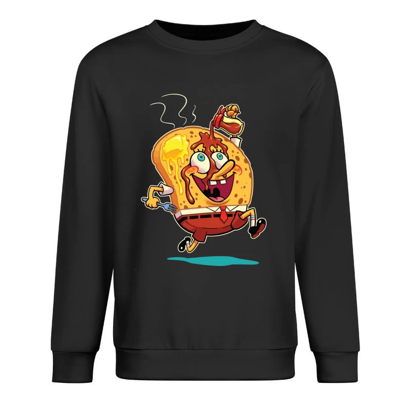 Excited Cartoon Slice of Toast Male Pullover Sweatshirt