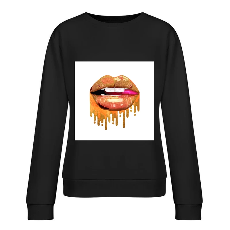 Glitzernde Lippen mit goldenen Akzenten Damen Pullover Sweatshirt