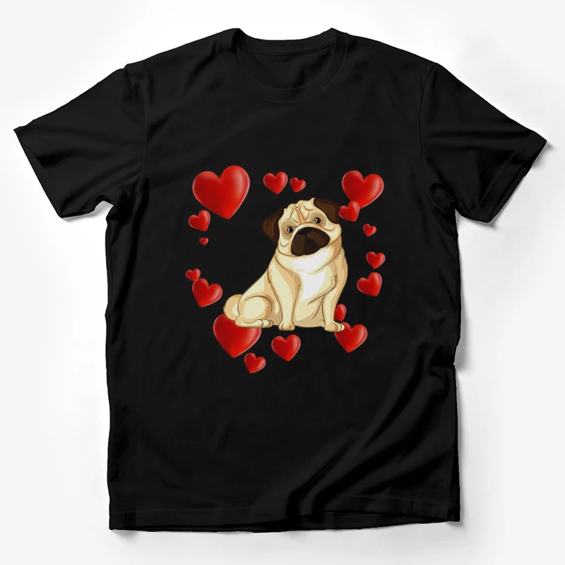 Chien adorable entouré de cœurs Homme T-Shirt