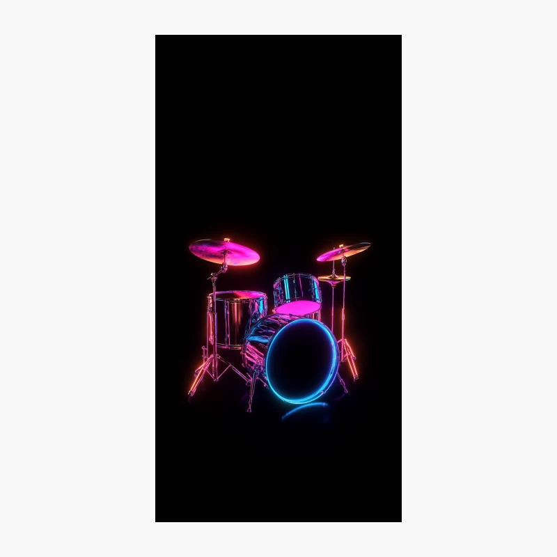 Neon-Illuminated Drum Set: Vibrant Musical Instrument Under Stage Lights iPhone Case